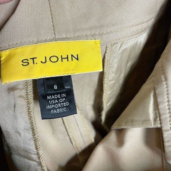 St. John Tan Trousers Cropped Wide Leg Career sz 8 - Picture 3 of 4
